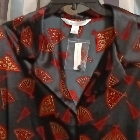 NWT sexy.. sensual cacique black/ red/gold asian-accented pajama set Size 26/28 - Picture 2 of 15